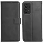Genron Samsung A33 5G Flip Cover Case | Hand Stitched | Shockpooof | Wallet Style Leather Flip Back Cover for Samsung Galaxy A33 5G (Black)