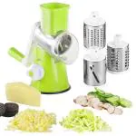 JADAV ONLINE MART Plastic Tabletop Drum Grater Stainless Steel 3 in 1 Multi-Functional Drum Rotary Vegetable Cutter Grater & Slicer with High Speed Rotary Cylinder (Multi-Color)