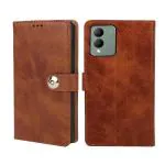 Fastship Vivo V2310 / Vivo_Y17s Flip Cover | Full Body Protection |Back TPU Wallet Stylish Button Magnetic Book Cover Leather Flip Case for Vivo Y17s - Executive Brown