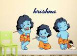 LANSTICK Multicolor Three Images of Lord Krishna Self Adhesive Wall Sticker