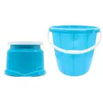 Jaycee Blue Plastic Bucket And Bath Stool Combo - 16 L