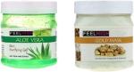 Feelhigh Natural Aloe Vera Gel and Gold Mask Skin Care Combo Men, Women, 500 g Each (pack of 2)