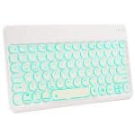 TECPHILE Ergonomic White and Green Bluetooth, Wireless Keyboard with Backlit - 24 x 15 x 0.5 cm