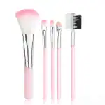 KAMZ 5 Pcs/Pack Pink Mini Eyeshadow Foundation Eyebrow Lip Makeup Brush Fine Beauty (Multicolor)
