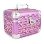 Clarabae Vanity Box for Women Makeup Organizer Box Stylish Clip-Lock Vanity Case for Her Professional Travel Makeup Case Portable Artist Cosmetic Brush Organizer Storage Bag (Purple)