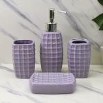 Kookee Ceramic Bathroom Accessories Set of 4 Light Lavender Bath Set for Home