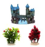 Jainsons Pet Products Aquarium Fish Tank Plastic Plants and Decorative Lighthouse Aquarium Ornament Create Natural Environment in Aquarium Fish Tank (Pack of 3)