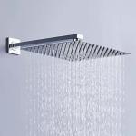 Flockidos Bathroom Ultra Slim Steel 12 Inches Square Arm & 8Inch Shower Chrome Finish Shower Head