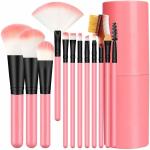 AVTY Professional Luxury Makeup Brush Set with Storage Box - 12 Piece Pink for Girls (Pack of 12)