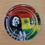 Kookee Glass Ashtray for Outdoor Indoor Transparent Modern Home Decor Tabletop Ash Tray for Smokers, Printed, Round (Diemeter: 10cm) (9833)