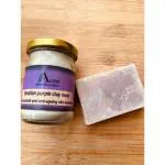 ASTRID Purple clay mask (60 gms) and salt spa body bar, facial mud, Summer face masks, | 80 gms | Aster | Smooth skin, face and neck firming, elasticity, no preservatives, gifts for her, handcrafted soap