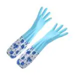 KitchenFest 1 Pair Reusable PVC Made, Cotton Fleece Lined Hand Cleaning Gloves, Random Color