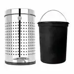 OPR Stainless Steel Square Perforated Pedal Dustbin with Plastic Bucket| Trash Can for Home-Offices-Kitchen-Bedroom-Bathroom(Big Size) (10x14 inch -15 Liter)