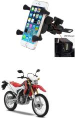 Znee Smart X-Grip Bike Mobile Charger & Phone Holder (5V-2A Black) -Honda CRF 250 L Bike Mobile Holder  (Black)