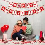 Zyozique Red and White Happy Anniversary Banner,Anniversary Decor,Anniversary Decoration for Anniversary Party,Wedding Anniversary Party ,Sparkling Anniversary Banner