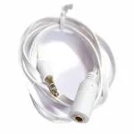 YASH VISION - Flat White Color - 3.5mm AUX Male to Female Stereo Audio Extension Cable with Gold Plated Connectors - 1 Meter