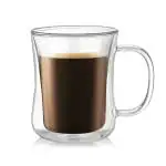 Ramkuwar 420ML Double Walled Glass Coffee Cups Heat Resistant Borosilicate Glasses Mugs with Handle for Hot and Cold Drinks