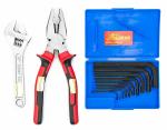 GLOBUS Durable Combination Plier, Adjustable Wrench and Allen Key Set 3 Piece