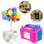 Zyozique Electric Balloon Inflator Air Balloon Pump for Decorations | Portable Dual Nozzle Electric Balloon Pump with Glue Dot & Arch for Birthday, Baby Shower, Wedding Decorations (Pack of 3)