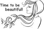 Lanstick Vinyl Black Time To Be Beautiful Girl Image Self Adhesive Wall Sticker 24 inch