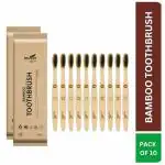 IMVELO GREEN YOUR HYGIENE Bamboo Toothbrush with Charcoal Activated Soft Bristles | Adult - Pack of 10 | Natural Wooden ECO Friendly & Biodegradable Manual Toothbrush