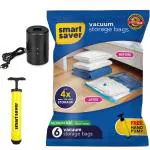 Smart Saver Premium Reusable Pack of 6 Medium Bags with Electric Pump