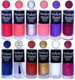 Makeup Mania HD Color Nail Polish Set of 12 Pcs (Combo MM-132) Red, Carrot Pink, Silver, Purple, Red Glitter, Blue Sparkle, Top Coat, Light Brown, Golden, White Base (Pack of 12)