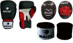 MAIZO Black and Red Synthetic Leather Pro Training Boxing Gloves, Punch Mitts Focus Pad with 100 inch Hand Wrap, Small