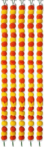 Artificial Marigold Fluffy Flowers Garlands Lines for Home Living Room & Office Decor