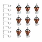 GLOXY ENTERPRISE High Grade Stainless Steel Brackets Parda Holder with Support 1 Inch Curtains Rod Pocket Finials Designer Door and Window Curtain Holders and Rod Support Fittings( Pair of 4)