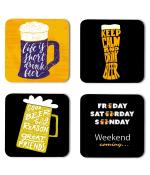 Whats Your Kick Beer Lover Life is Short Drink Beer Quotes Printed Set of 4 Coaster With Metal Stand