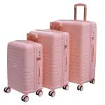 Romeing Tuscany Set of 3, Polypropylene Luggage, Hard-sided, (Pink 55, 65 and 75 cms) Trolley Bag