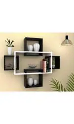 MHS DECOR ADORABLE LIVING SOLUTIONS Wooden Interlock Wall Mount Wall Shelf for Living Room| Wall Rack for Hallway Book Shelf for Living Room Home Decoration Shelf