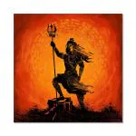 Tamatina Multicolor Religious Art Shiva Mahadev God Unframed Canvas Painting - 36X36 Inch