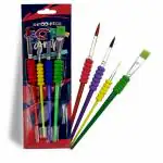 Scoobies Soft Grip Paint Brush | Set of 4 (Multicolour) | With Removable Grippers | Flat Brush