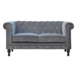 ARTISAN FURNITURE Grey Velvet Chesterfield Sofa 150x80x76 cm.
