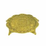 pujaNpujari Swastik Design Pooja Chowki Home Temple/Golden Metal Pooja Chowki for Sitting God Idols