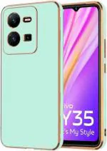 Mobiaspire Green and Gold Silicon Flexible Mobile Back Cover for Vivo y25