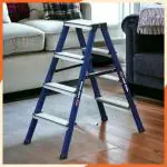 Prime 4 steps Sapphire Blue Alligator Pattern Powder-Coated Finish Foldable Aluminium Twin Step Stool Ladder for Home & Office Use | Made in India | 5 Years Warranty | Anti-Skid Serrated Steps