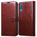 RUPELIK Samsung A7 2018 Vintage Leather flip Case Cover| Inside TPU with Card Pockets Wallet Stand Magnetic Closure 360 Degree Complete Protection Vintage Flip Cover for Samsung A7 2018 - Brown