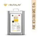 Vrutalay Pure Desi Cow Ghee 15 kg (Tin) | Lab Tested | Perfect Aroma & Danedar Ghee | Curd-Churned | No Added Color and Preservatives, No Added Fragrance |Vedic Ghee | Ghee Bilona Method | Desi cow ghee | Organic Ghee | 15 Kg (Tin )