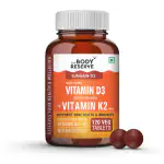 The Body Reserve Vitamin D3 K2 MK7 - 120 Veg Tablets, 100% RDA Plant-Based Vitamin D3 Supplement from Lichen Source with Vitamin K2 as MK7 Menaquinone