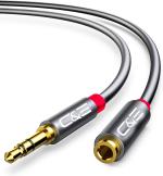 C & E 3.5MM Aux Stereo Jack Audio (AUX Extension Cable) Male to Female Cable for Phone, Soundbars, Speakers, Headphones, Car Stereo, 24K Gold Plated1.5 Feet / 0.5 Meter