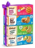 Weleet Assorted Pack Of Sweet Potato, Diet Millet, Spirulina And Jackfruit Millet Cookies, 360 G (Pack Of 4)