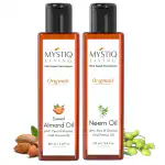 Mystiq Living Originals Combo - Sweet Almond Oil & Neem Oil| Cold Pressed, 100% Pure and Natural - 100 ML each (Pack of 2)