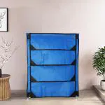 Fabura 4 shelf Shoe rack Cum Utility rack with Separate Flaps cover-Blue & Black
