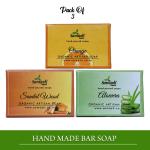 Samazh Organic Orange & Sandalwood & Aloevera Handmade Herbal Soap 100% Natura COMBO (300g)