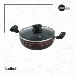 BLACK ROCK Kadhai with Toughened Glass Lid I 240 Mm/3.2 Liter I 20000 Dr Abrations I PFOA &PFAS Free I Mettalic Cranberry I Gas Stove Compitable I