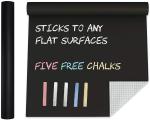 DealGuru Black Board Blackboard Wall Sticker Black Board Stickers for Wall Chalk Board Blackboard for Kids Self-Adhesive Wall Board for Kids with 5 Chalks for Home School Office CollegeKitchen45X200cm 1 set