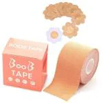 WILLGO Boob Tape with 10 Nipple Pasties Push Up, Lifting Body, Chest Support, Invisible Gaffer, Nude -Skin Color Women, Girl Boob Tape, Achieve Chest Support Lift for Heavy and Large Breast